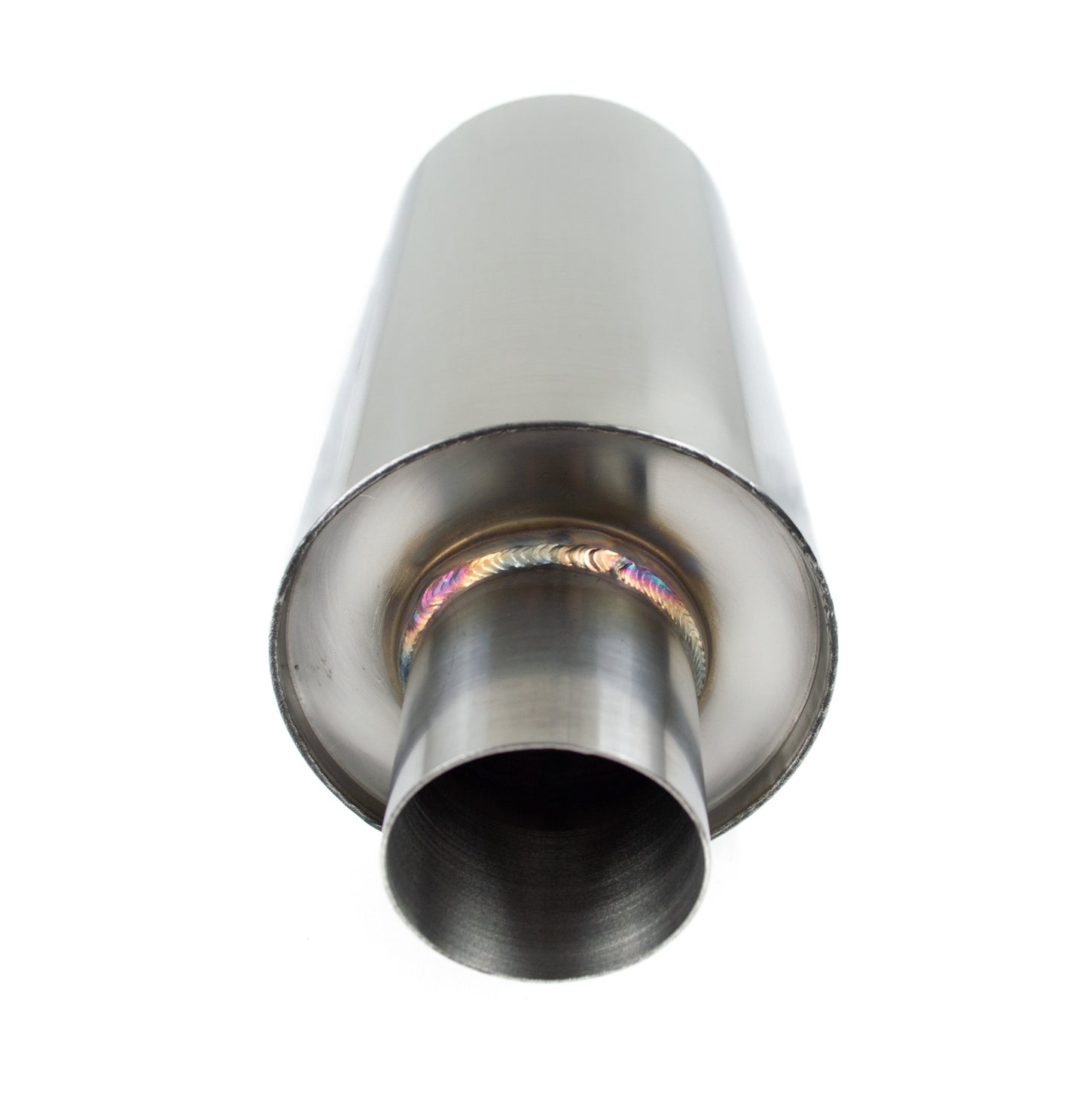 Top Speed Pro1 T304 Stainless Steel Round Muffler – Single Inlet / Single Outlet