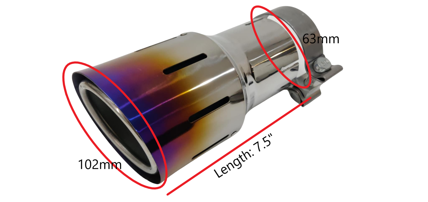 Top Speed Pro1 dual-layer burnt titanium exhaust tip 102mm (4") outlet 63mm (2.5") inlet Burnt Purple