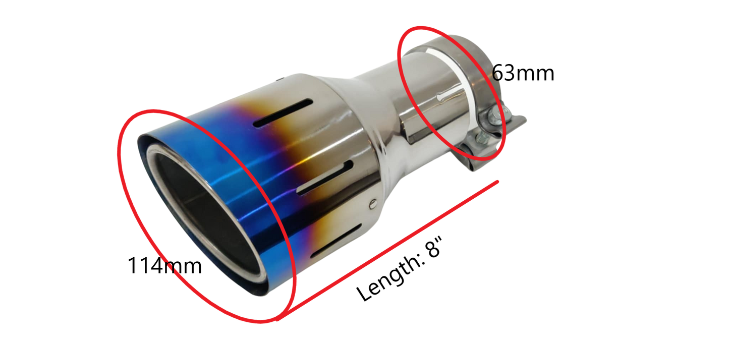 Top Speed Pro1 dual-layer burnt titanium exhaust tip 114mm (4.5") outlet 63mm (2.5") inlet Burnt Blue