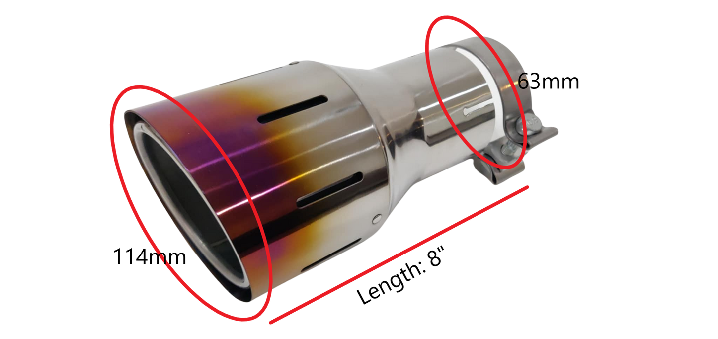 Top Speed Pro1 dual-layer burnt titanium exhaust tip 114mm (4.5") outlet 63mm (2.5") inlet Burnt Purple