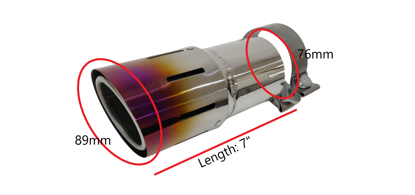 Top Speed Pro1 dual-layer burnt titanium exhaust tip 89mm (3.5") outlet 76mm (3") inlet Burnt Purple